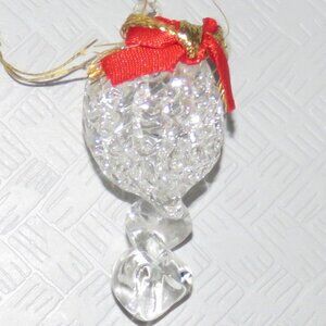 Vtg Clear Spun Glass Crystal Oval Pinecone Shape Hanging XMAS Ornament